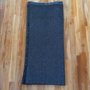 Tory Burch Striped Black and Silver Pencil Skirt